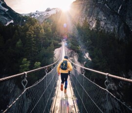 running man on bridge